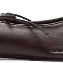 VorisVina Lace Up Square Toe Ballet Flats for Women Cute Bow Slip On Mary Jane Flats Casual Ballerina Shoes 7