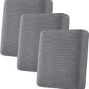 H.VERSAILTEX Super Stretch Individual Seat Cushion Covers Sofa Covers Couch Cushion Cover Slipcover Sets Thick Jacquard Textured Twill Fabric (3 Piece Sofa Cushion Covers, Grey)