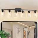 IZORRO Modern Bathroom Light Fixtures, 6 Light Black Vanity Lights, Bathroom Lighting Fixtures Over Mirror with Clear Glass for Living Room Cabinet Bedroom