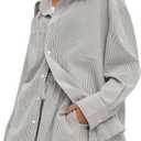 Darong Women's Summer 2 Piece Outfit Sets Long Sleeve Button Down Shirts Matching Short Sets Beach Vacation Lounge Set (XL)