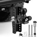 METOWARE Trailer Hitch, Drop Hitch Fits 2-Inch Receiver, Tow Hitch with 8-Inch Drop, 12,500 LBS, Tri-Ball (1-7/8", 2", 2-5/16") Truck Trailer Hitch Receiver with Double Anti-Theft Pins Locks
