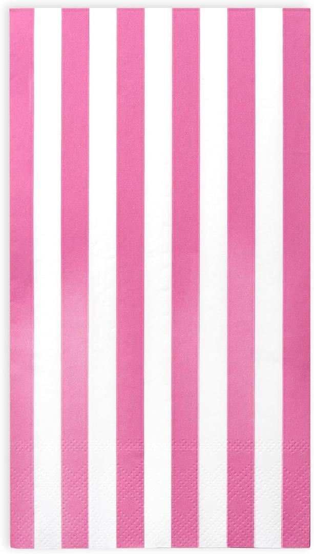 Gift Boutique 100 Hot Pink and White Stripe Guest Napkins Disposable Paper Hand Towels for Bathroom Wedding Baby Shower Holiday Party Decor