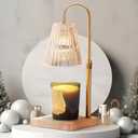 Candle Warmer Lamp with Dimmer & Timer- Wax Melt Warmer Fits All Candle Size - 2 Bulbs Included (Natural Wood)