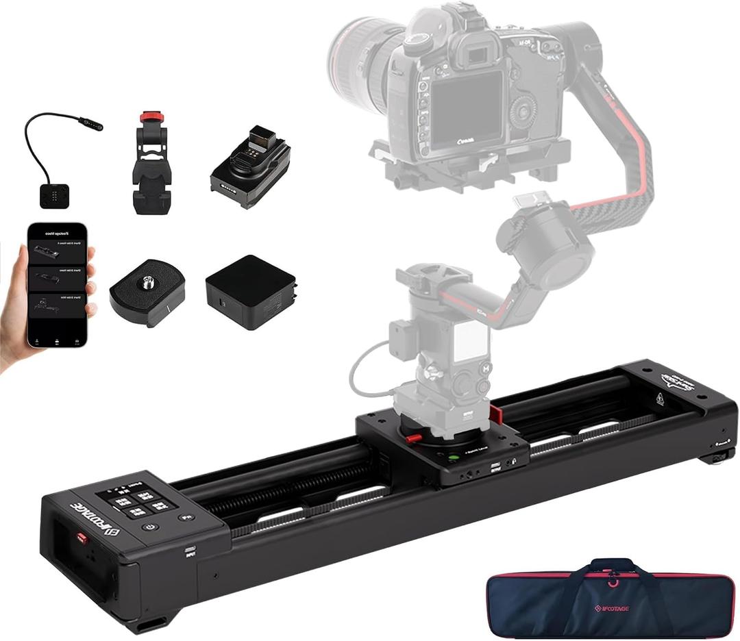 IFOOTAGE Shark Slider Nano II-660 Motorized Camera Slider (26 inch/66cm) App & Touchscreen Control, AI Face Tracking, 360 Pan, DJI RS Compatible,7.7lb Payload, for Time Lapse & Video Production
