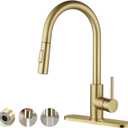 Havin Gold Kitchen Faucet with Pull Down Sprayer, High Arc SUS304 Stainless Steel, Brushed Gold Finish, cUPC Cartridge, with10 Deck Plate, Fit for 1/2/3 Holes Kitchen,Bar,Laundry Sinks