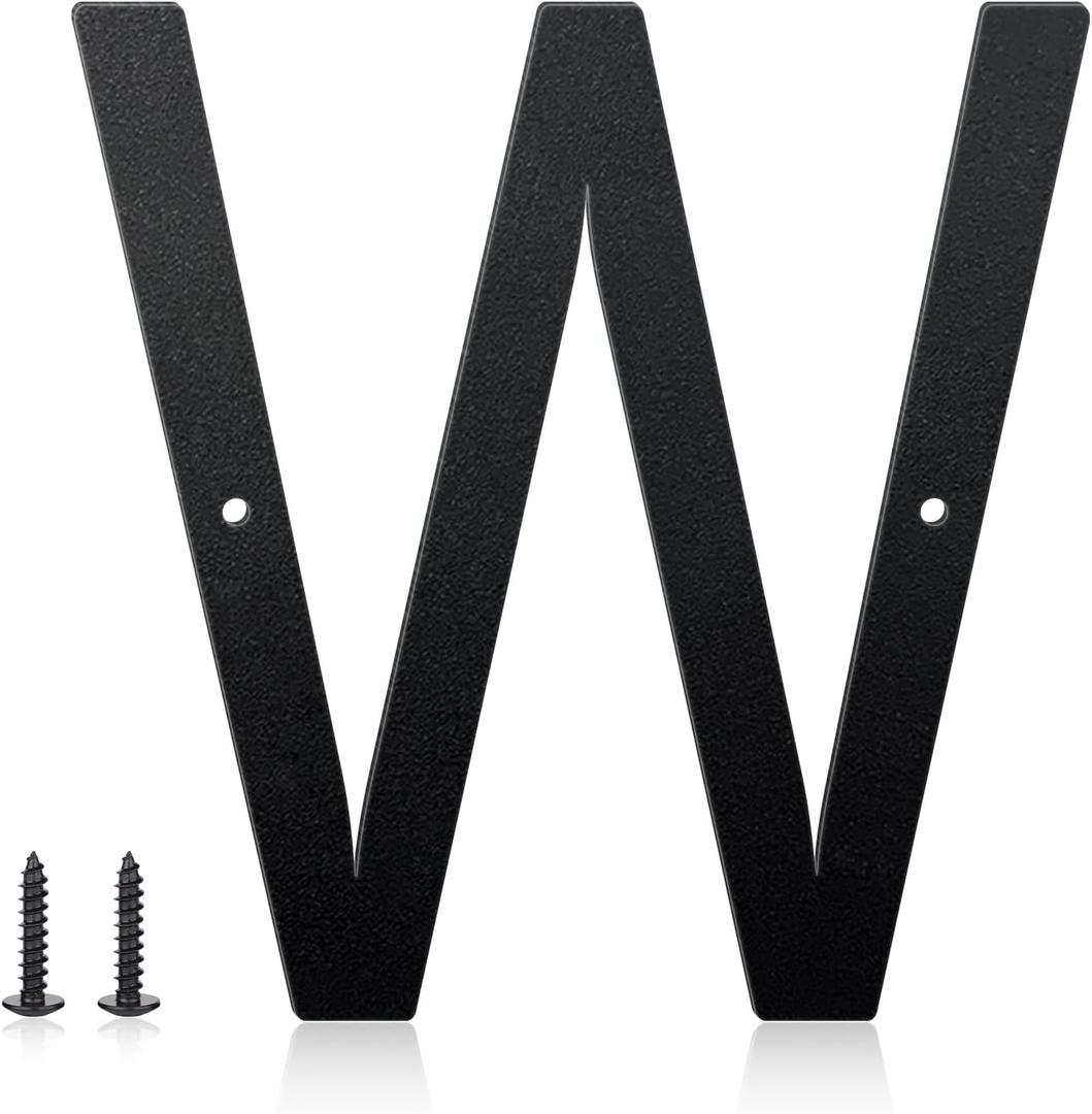 8 Inch House Numbers and Metal Letters for Outdoor Signs, House Numbers for Outside, Aluminum Address Letters and Numbers for Door, Mailbox, Garden, Perfect for Home or Office (Letter W)