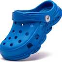 HOBIBEAR Boys and Girls Classic Graphic Garden Clogs Slip on Water Shoes(Toddler/Little Kids/Big Kids) 
(Blue-Size 4 Big Kid)