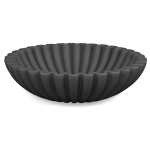 LIN CHUAN Ruffle Decorative Bowl, Large Fruit Bowl for Kitchen Counter, Stylish Key Bowl for Entry Table, Handcrafted Home Decor Display bowl, Artificial Stone Black