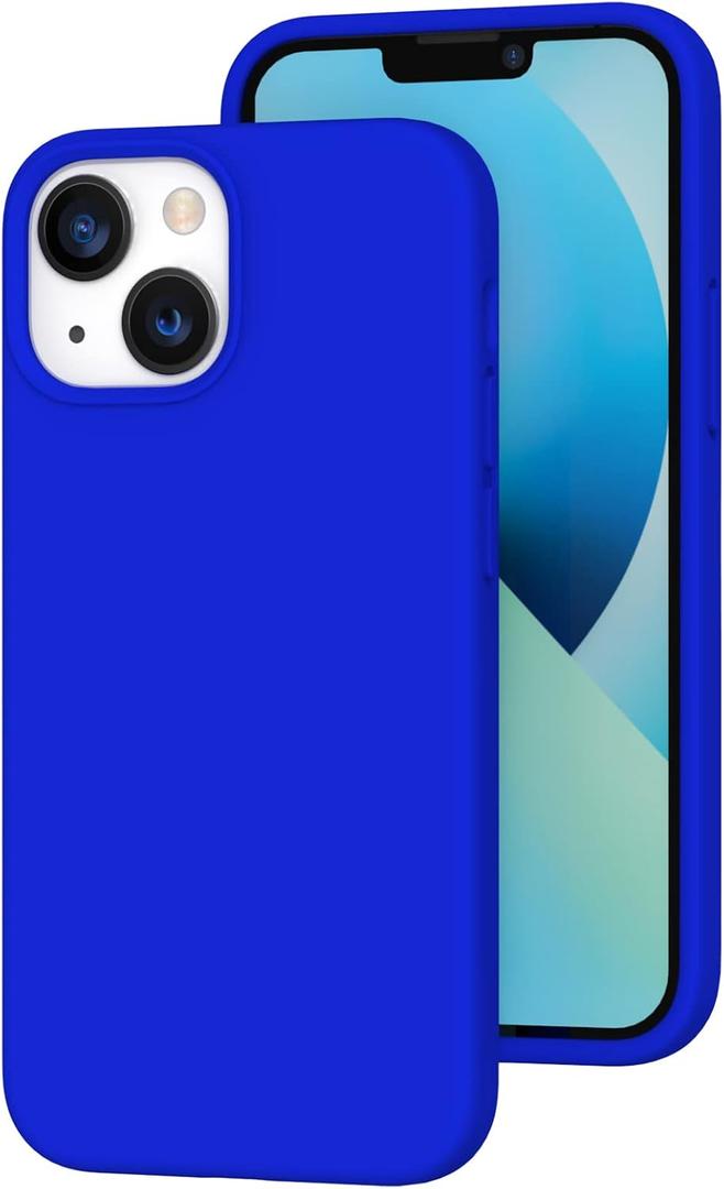 K TOMOTO Compatible with iPhone 13 Mini Case, Liquid Silicone Gel Rubber Cover with Microfiber Lining, Full Body Drop Protection Phone Case for iPhone 13 5.4 Inch(2021), Klein Blue