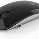 RAPIQUE Bluetooth Wireless Mouse, Dual Bluetooth & 2.4G, Type-C Rechargeable, Silent Click, Slim Symmetrical Design, Portable for Laptop/iPad/MacBook/Desktop/Windows/macOS  Black