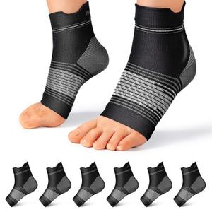 6 Pairs Plantar Fasciitis Socks for Men & Women, Ankle Brace Compression Socks with Arch Support for Achilles Tendonitis, Heel Pain, Swelling & Arthritis Relief, Black, X-Large