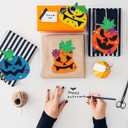 Winlyn 63 Sets Halloween Craft Kits Fall Crafts DIY Wooden Pumpkin Ornaments Decorations Art Sets Unfinished Wood Pumpkins Halloween Stickers for Kids Art Project Home Classroom Party Activities