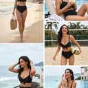 Tempt Me Two Piece Swimsuits - High Waisted Bikini Tummy Control Full Coverage Bathing Suits Ruched Tie Knot Swimwear (Black, XXL)