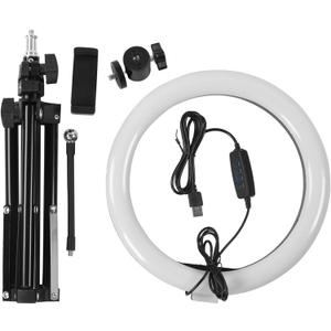10 Inches Dimmable Led Ring Light Photography Fill Light, Ring Light with Stand and Phone Holder Live Ring Light with Tripods for Makeup Video Studio