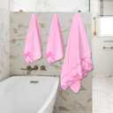Pink Lace Bath Towels Set, Velvet Ultra Soft & Absorbent Bath Towel and Hand Towels Set for Bathroom,Shower, Washroom, Toilet (1 Bathroom Towel+2 Hand Towels)