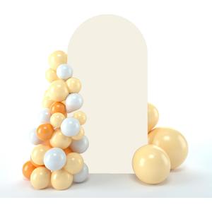 bricia Wedding Arch Backdrop Stand Cover, 7.2FT Double Sided Stretchy Arch Cover Fitted Wedding Birthday Party Banquet Decoration (Beige 86.4''Lx48''W)