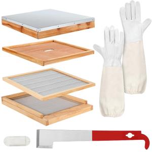 DoubleFill 8 Pcs Beehive Parts Kit for 10 Frame, Wooden Frame Metal
Include Telescoping Top, Queen Excluder, Screened Bottom, Inner Cover, Entrance Reducer, Escape Board, J-tool, Long Gloves