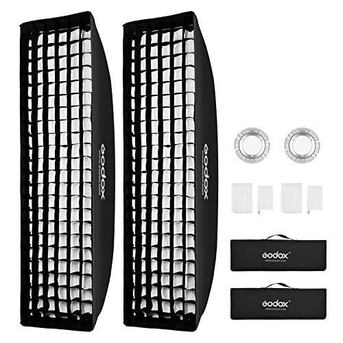 Godox 13 x 63 inch Strip Beehive Honeycomd Grid Softbox with Bowens Mount Speedring Compatible for Godox Studio Flash and Other Strobe Lighting&Carry Bag(2PCS) (35 x 160cm)