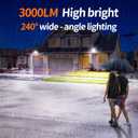 intelamp Solar Street Lights Outdoor Waterproof 3000LM 12500mAh Dual Motion Sensor Dusk to Dawn Security Floodlight Lamp Outside, LED Flood Lighting Exterior with Remote for Parking Lots Patio Yard