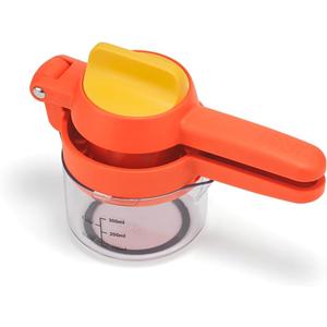 Joseph Joseph JuiceMax Plus Manual Citrus Juicer & Press, Dual-Action, Measuring Cup, Lemon, Lime, Orange