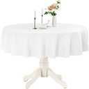Romanstile Round Waterproof Tablecloth, Stain Resistant Washable Table Cloths Wrinkle Free Polyester Table Covers for Kitchen Dining Party Wedding Indoor and Outdoor - White, 90 Inch