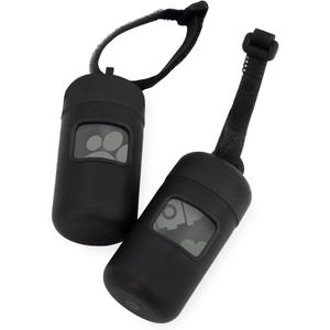 Dog Poop Bag Holder Dispenser Reusable Leash Attachment for Convenient Waste Collection for Walking Outdoor Pet Accessory Black, 2 Pack