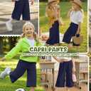 Girl's Capris Pants Wide Leg Cropped Pant Casual Summer Sweatpant with Pockets Loose Elastic Waist Capri 5-14 Years