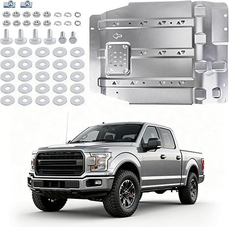 Transmission Skid Plate Splash Shield Guard for Ford F150 2015-2022 4WD 2.7L EcoBoost, 3.3L, 3.5L EcoBoost Under Diaper F150 Rear Skid Plate with Install Accessories