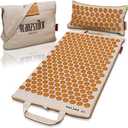 Glanzstück Berlin® Acupressure Mat Set Premium, Beginner Suitable, Made of Linen, Neck and Back Pain Relief, with Pillow (Heat Function) & Bag, Sustainable, XL