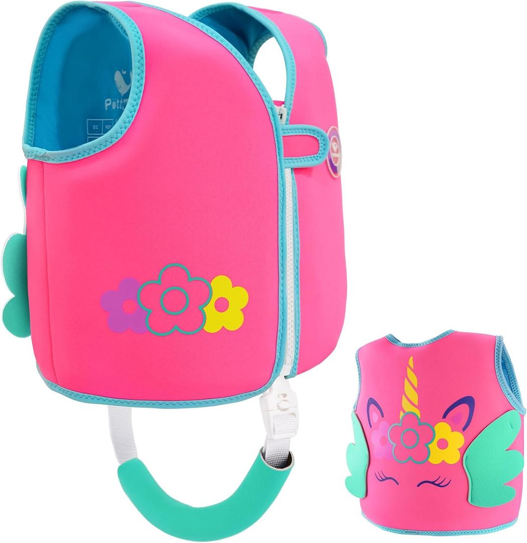 Pottwal Swim Vest for Kids - Swim Jacket - Made of Neoprene & EPE - with Adjustable Crotch Strap, Small