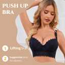 Push Up Bras for Women Lace Underwire Add One Cup Bra with Support Smoothing Bra(34B-46DD) (Black)