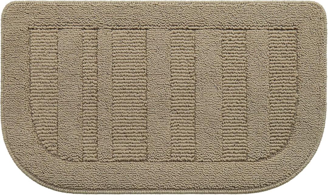BEQHAUSE 30x18 Inch Kitchen Rug Mat Durable Kitchen Rugs Non-Slip Washable Absorbent Kitchen Mats for Floor Dirt-Resistant Semicircular Kitchen Mat (Beige)