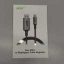 acer USB C to DisplayPort Cable 6.6 FT (4K@60HZ 2K@165Hz), Type-C to DisplayPort Cord (Sturdy Aluminum, Plug & Play) Thunderbolt 3/4/5 Compatible with MacBook Pro/Air, iPhone 16 Pro/Max, XPS, Surface