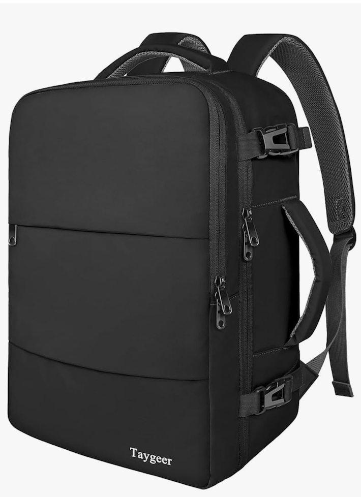 Taygeer Travel Laptop Backpack for Men Women, Airplane Approved Travel Backpack Suitcase with Water Bottle Pocket, Lightweight College 35l Luggage Bag 15.6inch Laptop Mochila Gifts for Business, Black