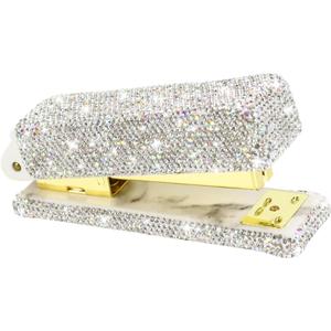 Multibey Diamond Stapler with Staples, Bling Crystal Handmade Stapler for Desk, Office Desktop Dazzling Staplers Rhinestone Desk Accessories for Women LadiesSilver