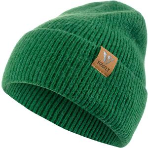 Vgogfly Beanie Men Slouchy Knit Skull Cap Warm Stocking Hats Guys Women Striped Winter Beanie Hat Cuffed Plain Hat (Green)