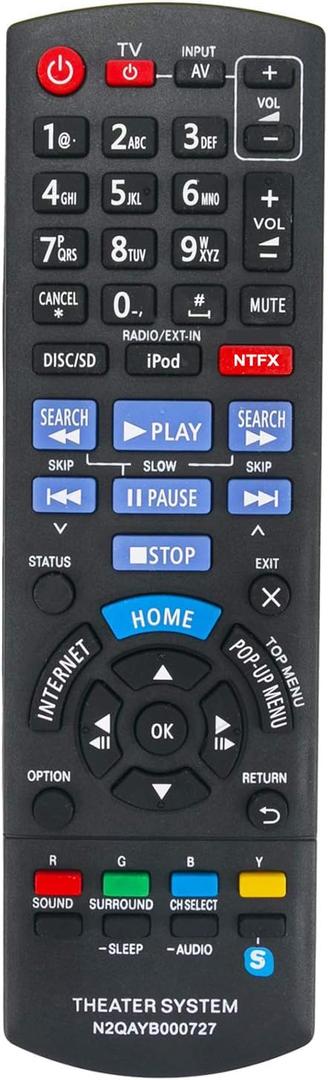 New N2QAYB000727 sub N2QAYB000728 Replacement Remote Control fit for Panasonic Blu-ray Disc Home Theater Sound System SC-BTT196 SCBTT196 SC-BTT195 SCBTT195 SC-BTT190 SCBTT190 SC-BTT490 SCBTT490