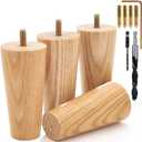 Premium Ash Wood Furniture Legs (Full Install Kit) - Pick Your Size and Color (4 Inches)