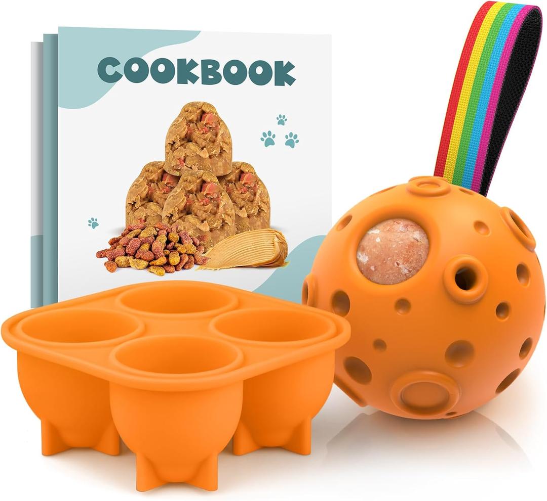 2 x Dog Toys, Orange Scented Interactive Dog Chew Toys, Reduces Anxiety, Easy to Clean, Treat Dispensing, Outdoor Use, Adult Dogs, Large Breed, Natural Rubber, 1 Count