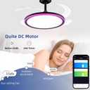BAYSQUIRREL Slim Retractable Ceiling Fan with Light and APP/Remote Control, 42in Modern Smart RGB Ceiling Fan with Bluetooth Speaker, Dimmable Full Spectrum with Memory, 6-Speed Reversible Fan, Black