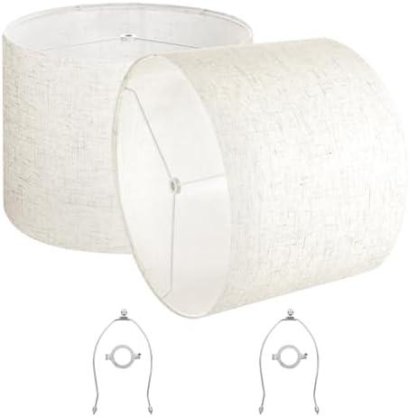 VEVOR Drum Lamp Shade 2 Set, 16 in Top x 16 in Bottom x 12 in High, Large Lampshade with Harp, Replacement Lamp Shade for Table Lamps Floor Lamps Pendant Lights, Easy Assembly Required (Light Linen)