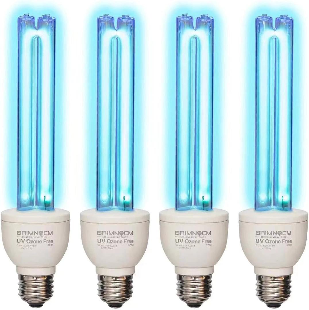 BAIMNOCM UV Light Bulb Ozone Free, UVC Lamp 25 Watt, 254nm Weavelength UV-C lamp E26 Base 4 Count