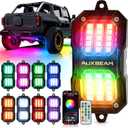Auxbeam 8-Pod RGB LED Rock Lights w/Brake Mode 217°Dual-Side Lighting Underglow Kit w/Bluetooth APP & Remote Control Music Voice Sync Waterproof Wheel Well Lights for Trucks Offroad RV