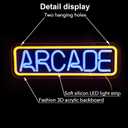 Arcade Neon Sign - Retro Blue & Yellow LED USB Wall Light for Game Rooms & Bars, Hanging Kit Included, Vintage Gift for Gamers & Adults