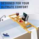 Foldable Bathtub Tray Expandable to 109cm with Bath Bomb and Scented Candle, Adjustable, Waterproof Bamboo Bathtub Caddy with Anti Slip Grip Pads for Home Spa