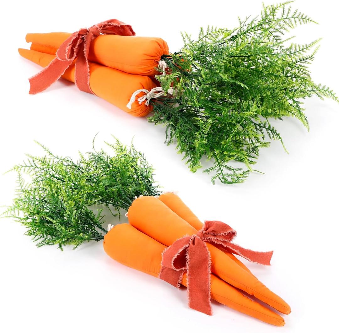 6 Pcs Easter Artificial Carrots Decor Unfinished Large Fabric Fake Carrot Set for Easter Crafts Farmhouse Tabletop Basket Door Window Wall Vase Filler(13.78)