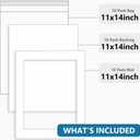 Somime 10 Pack White Photo Board 11x14 Mat for 8.5x11 Photo Mat, White Core Bevel Cut 11x14 Matted Picture Frame Mat Kit Includes 10 Pre Cut Frame Mats & 10 Acid Free Backers & 10 Clear Seal Bags