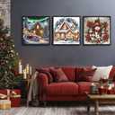 Aestalrcus 3 Pack Christmas Diamond Art Kits for Adults, Snowman House Diamond Painting Kits for Adults, 5D Gem Art and Crafts for Gift Home Wall Decor 14x14 Inch