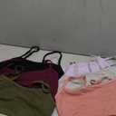 Fruit of The Loom Womens Spaghetti Strap Cotton Pullover Sports Bra Value Pack (34, Black/Heather Grey/Olive/Purple/Lilac/Dusk)