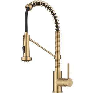 KRAUS Bolden Commercial Style 2-Function Single Handle Pull Down Kitchen Faucet in Spot-Free Brushed Brass, KPF-1610BB